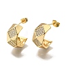 Brass Micro Pave Clear Cubic Zirconia Stud Earrings for Women EJEW-U056-05B-G-4