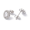 Cubic Zirconia & Rhinestone Oval Stud Earrings EJEW-A080-05P-2