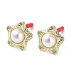 Rack Plating Alloy Star Stud Earrings with ABS Pearl Beaded and 304 Stainless Steel Pin EJEW-B030-05G-1