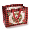 Christmas Theme Tartan Non-woven Fabric Gift Tote Bags with Handle ABAG-G017-01D-3