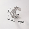 Brass Micro Pave Cubic Zirconia Square Cuff Ring for Women IR0623-10-1