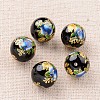 Flower Picture Printed Glass Round Beads GLAA-J087-12mm-A-2