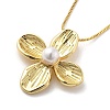 Flower Brass Shell Pearl Pendant Necklaces for Women NJEW-S385-06A-G-2