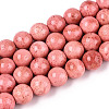 Dyed Synthetic Fossil Beads Strands G-T139-8mm-66D-1