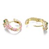 Green Cubic Zirconia Snake Huggie Hoop Earring EJEW-N011-46H-NF-3