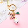 Baking Painted Brass Bell Snowman Keychain for Christmas KEYC-JKC00245-4