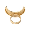 Textured Moon Alloy Open Cuff Rings RJEW-U006-03G-4