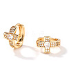 Elegant Cross Brass Pave Clear Cubic Zirconia Hoop Earrings HU5672-2-2