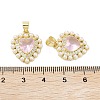 Rack Plating Heart Brass Micro Pave Cubic Zirconia Pendants X-KK-E102-29G-3