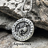 Flat Round with Engraved Twelve Constellation Alloy Pendant Necklace for Women Men WG25F4B-12-1
