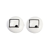 White and Black Flat Round Cartoon Resin Cabochons LS-CRES-Q009-01A-1