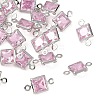 SHEGRACE Brass Pave Cubic Zirconia Square Connector Charms XGRQ2O264-440E-P-1