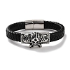 Men's Braided Black PU Leather Cord Bracelets BJEW-K243-16AS-1