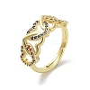 Real 18K Gold Plated Brass Micro Pave Cubic Zirconia Adjustable Rings RJEW-M170-04G-01-1