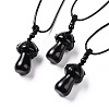 Natural Obsidian Mushroom Pendant Necklace NJEW-E065-01E-1