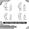 16Pcs 4 Styles 304 Stainless Steel SIce Pick Pinch Bails STAS-UN0059-73P-3