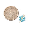7Pcs 7 Colors Electroplate AB Color Transparent Glass Faceted Rondelle & Brass Round Beaded Flower Connector Charms PALLOY-JF03466-2
