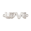 Brass Micro Pave Clear Cubic Zirconia Word LOVE Connector Charms KK-G544-39P-1
