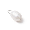 10Pcs 2 Colors Natural Cultured Freshwater Pearl Rice Charms PALLOY-JF03921-5