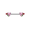 316L Surgical Stainless Steel Cubic Zirconia Heart Nipple Nail Rings WGC6B75-07-1