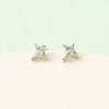 Brass Micro Pave Clear Cubic Zirconia Star Stud Earrings EJEW-L278-06P-2
