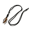 Natural Tiger Eye Conical Pendulum Pendant Necklace with Nylon Cord for Women NJEW-B106-01B-2