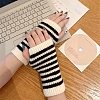 Stripe Acrylic Fibers Knitting Fingerless Gloves PW-WG0C91E-01-4