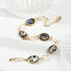 Oval Brass Abalone Shell Link Bracelets KK-D301-01G-5