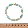 Natural Amazonite & Shell Pearl & Brass Beads Stretch Bracelets for Women BJEW-JB13865-03-4