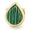 Ion Plating(IP) 304 Stainless Steel Synthetic Malachite Cuff Rings G-Z056-09G-03-2