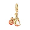 Rack Plating Brass Red Enamel European Dangle Charms KK-P279-40G-1