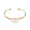 Natural Rose Quartz Coffee Bean Open Cuff Bangle BJEW-G660-01G-01-2