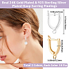 20Pcs 2 Colors Rack Plating Eco-friendly Brass Hoop Earring Findings with Latch Back Closure KK-BBC0027-50-2