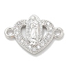 Rack Plating Brass Micro Pave Clear Cubic Zirconia Religion Heart Virgin Mary Connector Charms KK-L224-099P-04-1