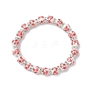 Flower Printed Porcelain Ceramic Beads Stretch Bracelets for Women BJEW-JB12375-3