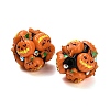 Halloween Theme Polymer Clay Rhinestone Beads with Resin RESI-Z045-02B-02-2