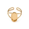 Real 18K Gold Plated 304 Stainless Steel Cuff Ring Components STAS-A191-12C-G-2