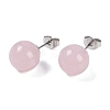 Natural Rose Quartz Stud Earrings EJEW-Z060-04P-03-2