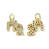Real 18K Gold Plated Brass Micro Pave Clear Cubic Zirconia Charms KK-E068-VB411-6-1