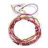 5Pcs Adjustable Nylon Round Gemstone Bead Braided Bracelet Sets NO9066-3-6