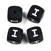 20Pcs Black Cube Letter Silicone Beads 12x12x12mm Square Dice Alphabet Beads with 2mm Hole Spacer Loose Letter Beads for Bracelet Necklace Jewelry Making JX433I-1