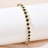 Brass Pave Cubic Zirconia Flat Round Link Chain Bracelets KK-CBA6980-17G-A-3