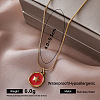 304 Stainless Steel Enamel Flat Round with Star Pendant Necklaces for Women FB4666-1-1