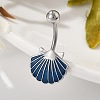 Alloy Enamel Shell Shaped Curved Barbell Belly Rings AJEW-R007-02P-2