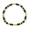 Bohemian Vacation Style Disc Natural Black Obsidian Beaded Stretch Bracelets for Women Men OH4185-1-1