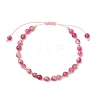 Natural Watermelon Tourmaline Beaded Braided Bead Bracelets for Women BJEW-JB12528-01-2