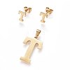 304 Stainless Steel Pendants and Stud Earrings Jewelry Sets LS-SJEW-P099-20G-1
