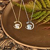 Natural Shell Bunny with Crescent Moon Pendant Necklace with Clear Cubic Zirconia JN1073A-7