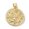 Rack Plating Brass Micro Pave Clear Cubic Zirconia Pendants KK-P267-11E-G-1