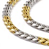 Two Tone Vacuum Plating 201 Stainless Steel Cuban Link Chain Necklace with 304 Stainless Steel Clasps for Men Women NJEW-M194-01D-GP-2